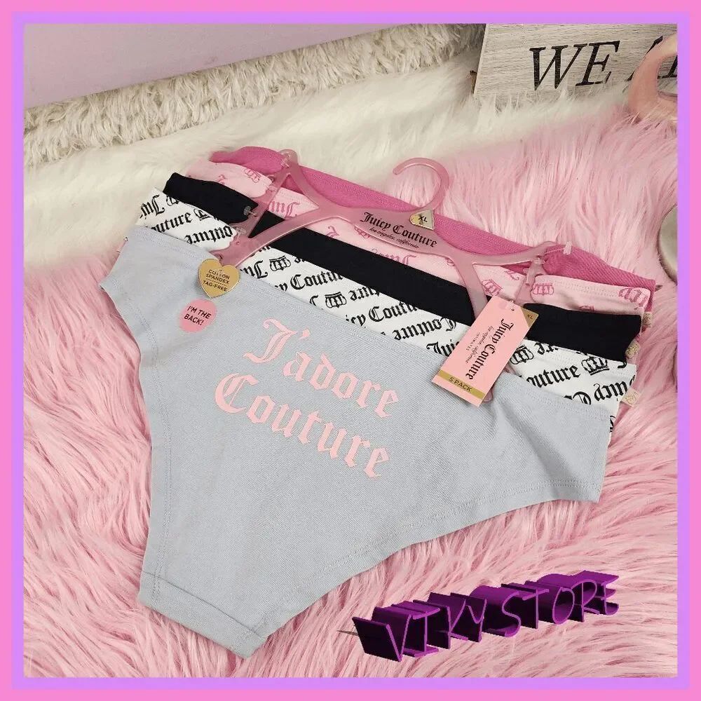 💖 NWT Juicy Couture 5 Pack Bikini Multicolor XL Panties #7228 💖